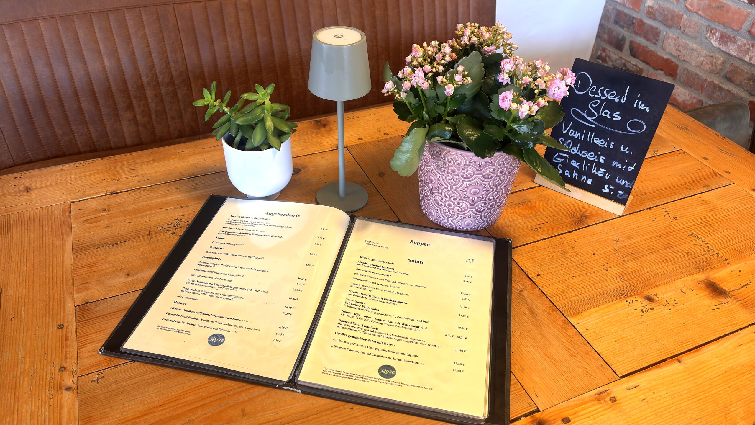 Speisekarte des Gasthaus Rose